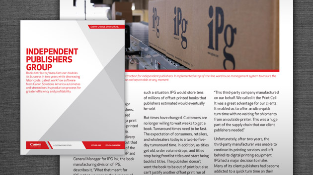 Independent Publishers Group Doubles Business with Canon Workflow and Production Presses